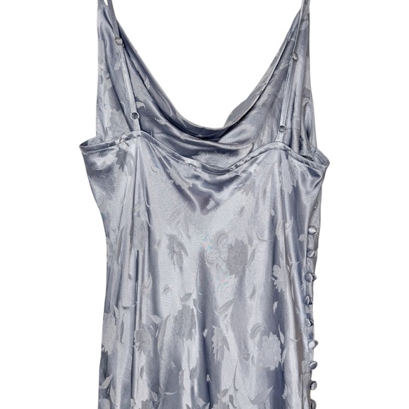 NEW Lulus All About You Slate Blue Floral Jaquard Women’s Satin Midi Dress Sz M - Picture 11 of 12